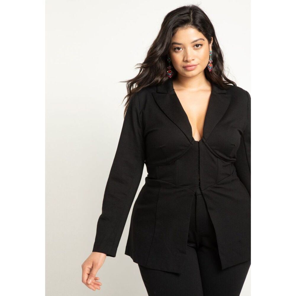 Eloquii Black Tailored Longline Blazer